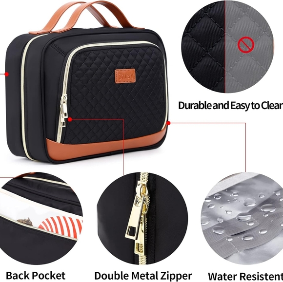 Stuery Women's Black Multiple Compartment Travel Make-up & Jewelry Organizer Bag - Picture 3 of 6